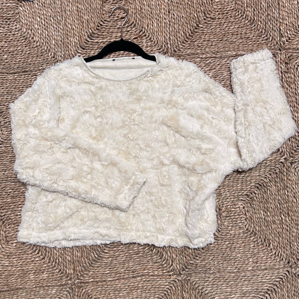 Cozy White Fuzzy Sweater